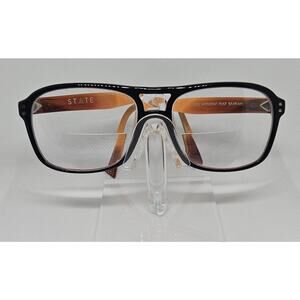 STATE Clark Eyeglass Frames 57-17-145 – Midnight Rust, Black/Amber